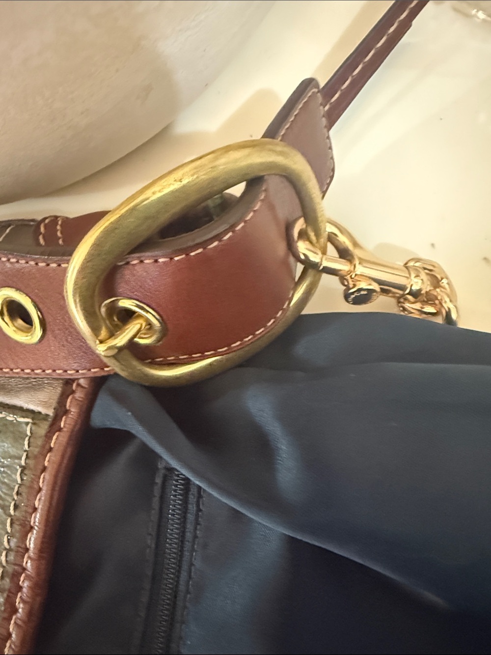 Vintage Coach large Patchwork Leather & Canvas bucket Bag - Picture 10 of 16